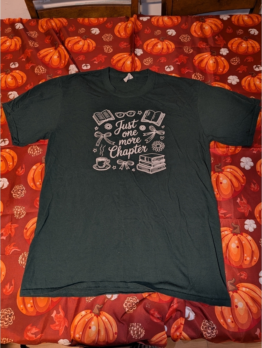 Booktok Just One More Chapter Graphic Tee - Dark Green Women's Short Sleeve